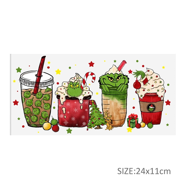 The Grinch Christmas UV DTF Cup Wrap – Christmas Cartoon Wrap for DIY Drinkware Projects FeeFiFauxLeather