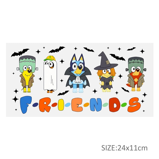 Blue Dog Halloween UV DTF Glass Can Wrap FeeFiFauxLeather