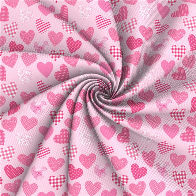 Pink Hearts Valentine Printed Fabric FeeFiFauxLeather
