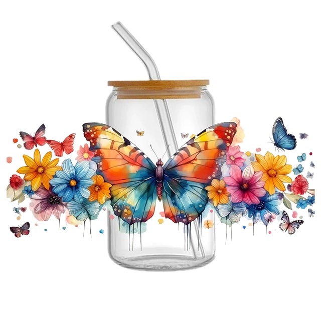Butterflies Floral UV DTF Cup Wrap – Decorative Wrap for DIY Drinkware Projects FeeFiFauxLeather