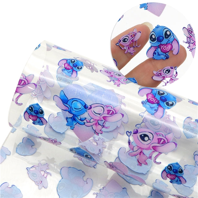 Blue Alien and Lilo Printed See Through Sheet Clear Transparent Sheet FeeFiFauxLeather