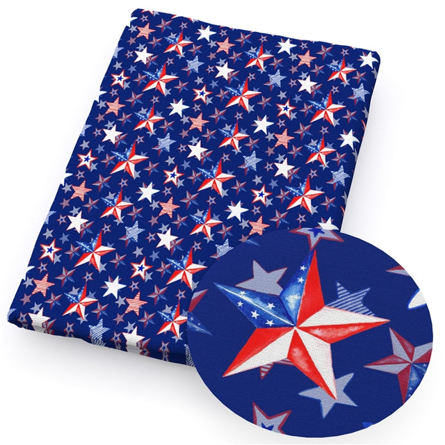 Red White and Blue July 4th Printed Fabric FeeFiFauxLeather