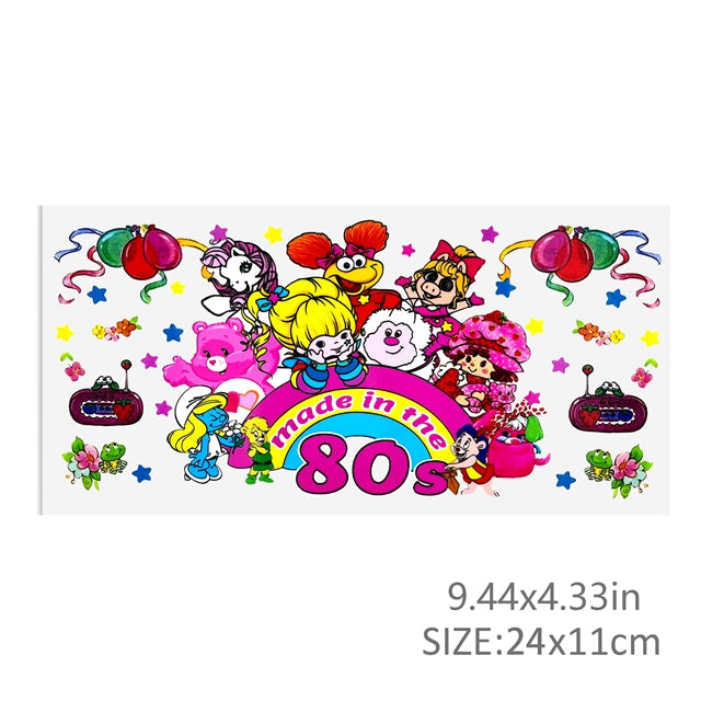 Rainbow Brite, Strawberry Shortcake UV DTF Glass Can Wrap FeeFiFauxLeather