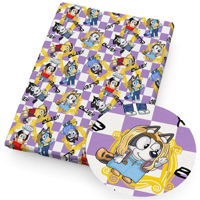 Blue Dog Printed Textured Liverpool/ Bullet Fabric with a textured feel FeeFiFauxLeather