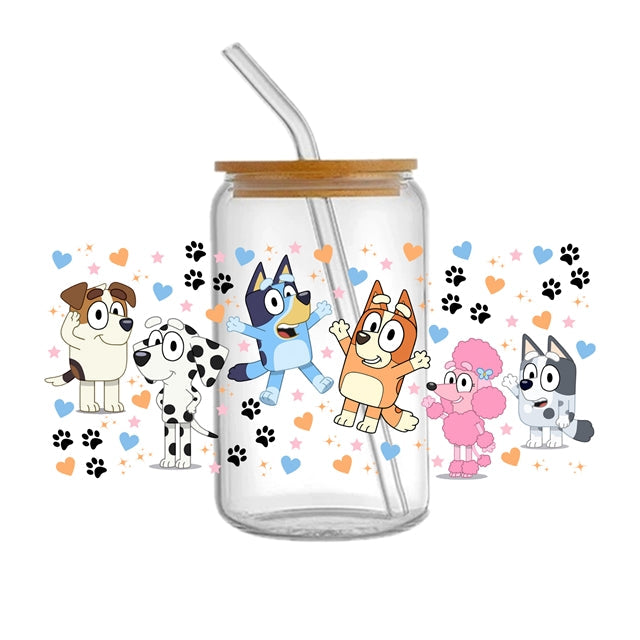 Blue Dog UV DTF Glass Can Wrap FeeFiFauxLeather