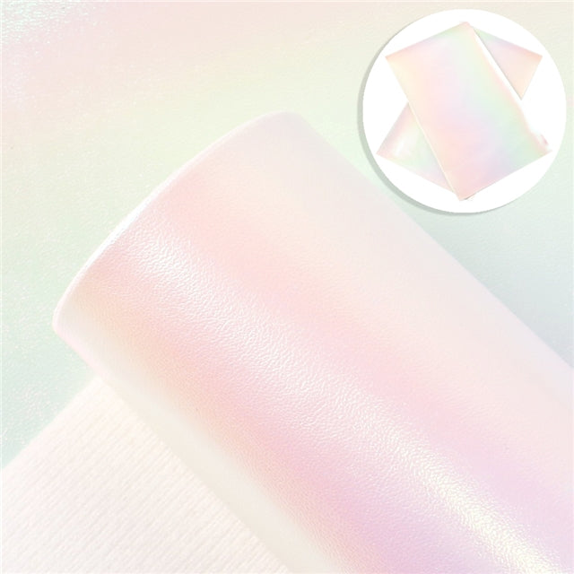 White  Pearlescent Frosted Printed Faux Leather Sheet FeeFiFauxLeather