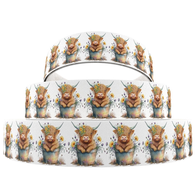 Cows 1 Yard Printed Grosgrain Ribbon FeeFiFauxLeather