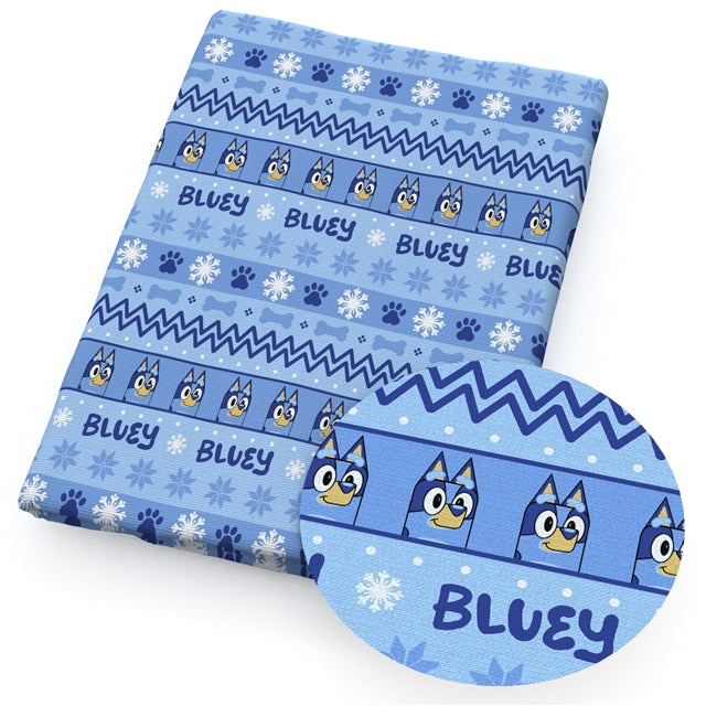 Blue Dog Textured Liverpool/ Bullet Fabric FeeFiFauxLeather