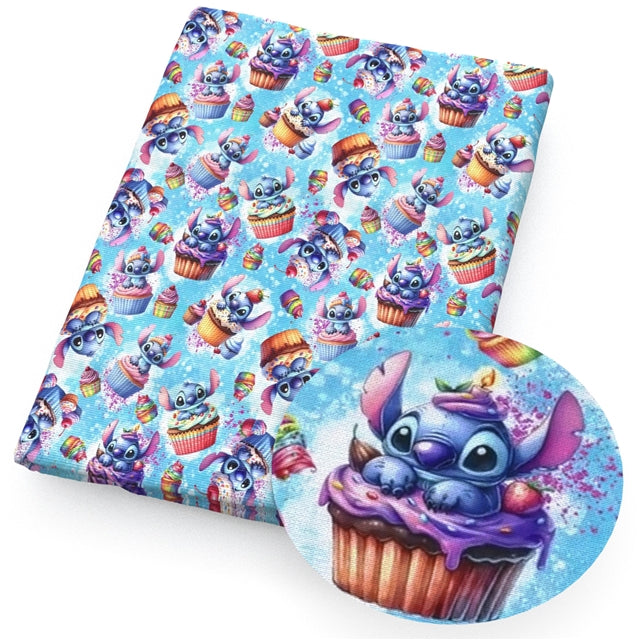 Blue Alien Print Smooth Faux Leather Sheet FeeFiFauxLeather