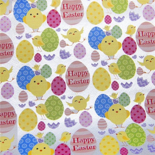 Easter Chicks Litchi Printed Faux Leather Sheet FeeFiFauxLeather
