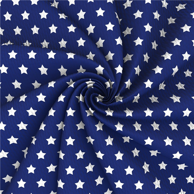 Stars July 4th Red, White and Blue Textured Liverpool/ Bullet Fabric FeeFiFauxLeather