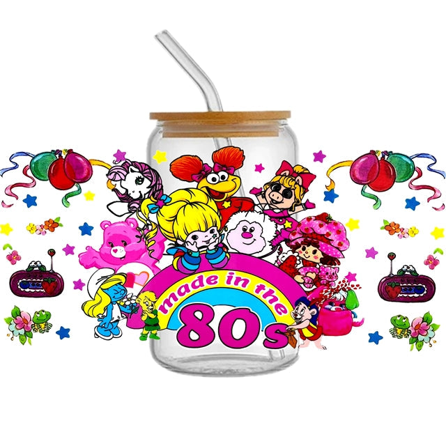 Rainbow Brite, Strawberry Shortcake UV DTF Glass Can Wrap FeeFiFauxLeather