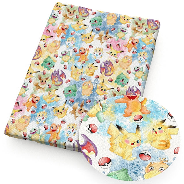 Pokemon Textured Liverpool/ Bullet Fabric with a textured feel FeeFiFauxLeather