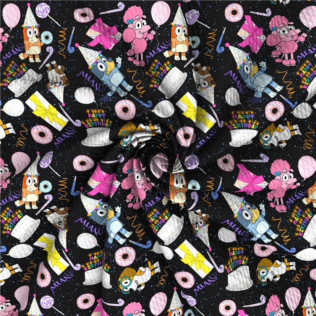 Bluey Printed Textured Liverpool/ Bullet Fabric with a textured feel FeeFiFauxLeather