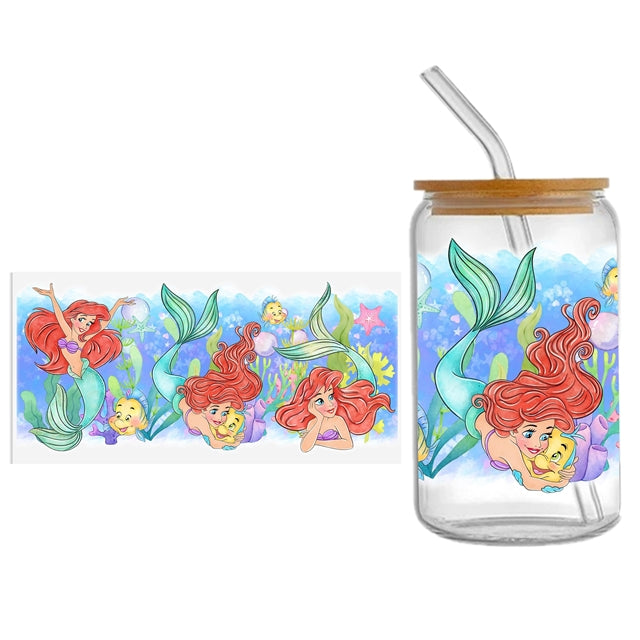 Mermaid Princess UV DTF Glass Can Wrap FeeFiFauxLeather