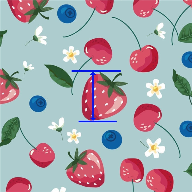 Strawberry, Cherry, Blueberry Fruit Textured Liverpool/ Bullet Fabric FeeFiFauxLeather