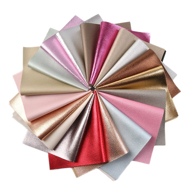 Metallic Solid Pebbled Litchi Faux Leather Sheet FeeFiFauxLeather
