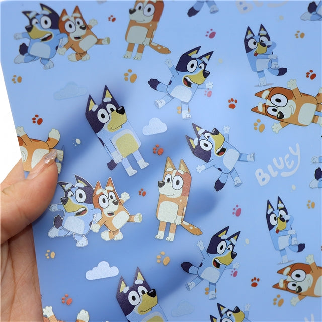 Blue Dog Printed Jelly Sheet Transparent Sheet FeeFiFauxLeather