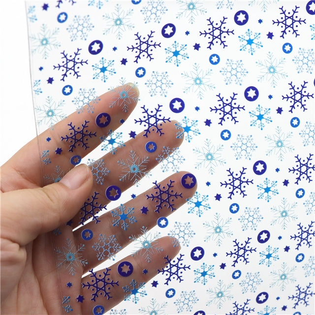 Christmas Snowflakes Printed See Through,Clear, Transparent Sheet FeeFiFauxLeather