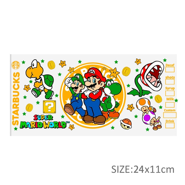 Super Mario UV DTF Cup Wrap – DIY Drinkware Wrap for Gamers & Crafters FeeFiFauxLeather