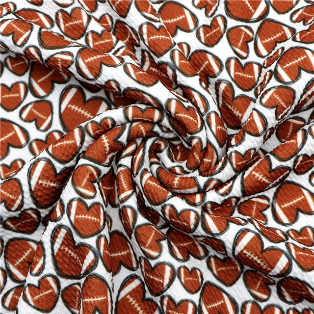 Football Hearts Printed Textured Liverpool/ Bullet Fabric FeeFiFauxLeather