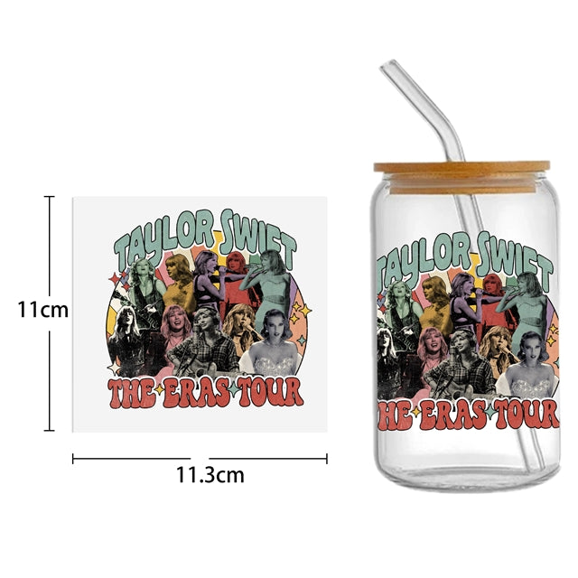 Taylor Swift UV DTF Glass Can Wrap FeeFiFauxLeather