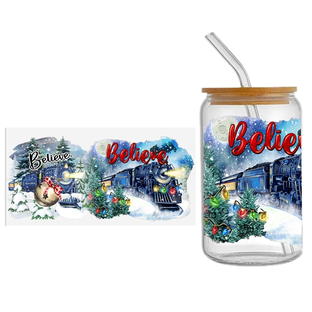 Christmas Train UV DTF Wrap FeeFiFauxLeather