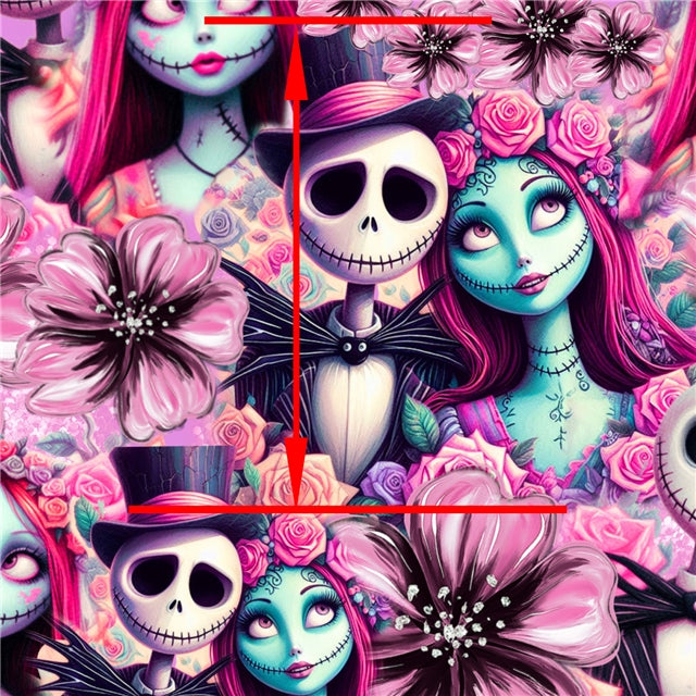 Nightmare Before Christmas Halloween Printed Textured Liverpool/ Bullet Fabric FeeFiFauxLeather