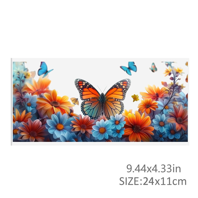 Butterflies Floral  UV DTF Glass Can Wrap FeeFiFauxLeather
