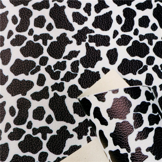 Cow Hide Smooth Printed Faux Leather Sheet FeeFiFauxLeather