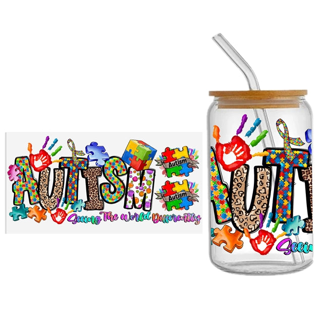 Autism UV DTF Cup Wrap – Awareness Tumbler Wrap for DIY Drinkware FeeFiFauxLeather