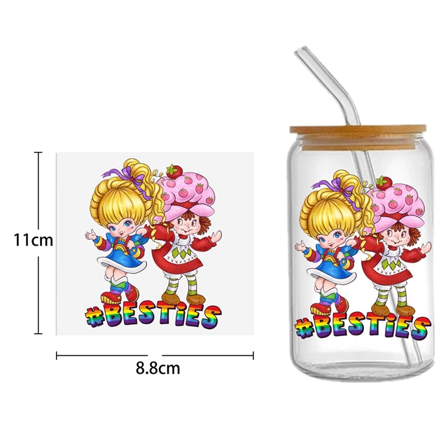 Rainbow Brite Strawberry Shortcake Several Choices UV DTF Glass Can Wrap FeeFiFauxLeather