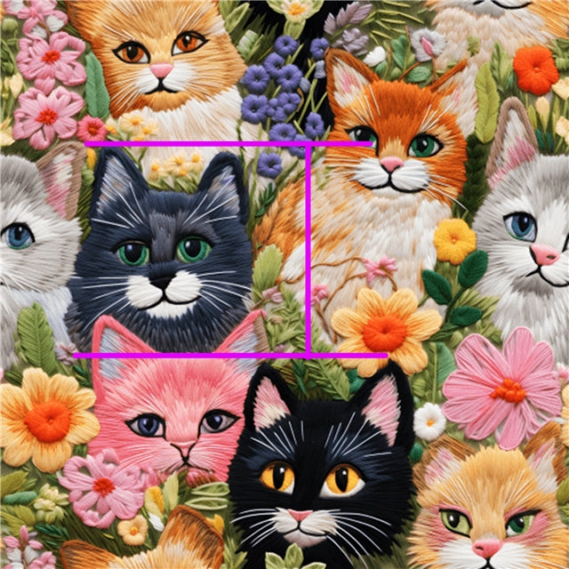 Cats Smooth Printed Faux Leather Sheet FeeFiFauxLeather
