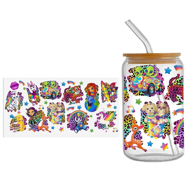 Rainbow Lisa UV DTF Glass Can Wrap FeeFiFauxLeather