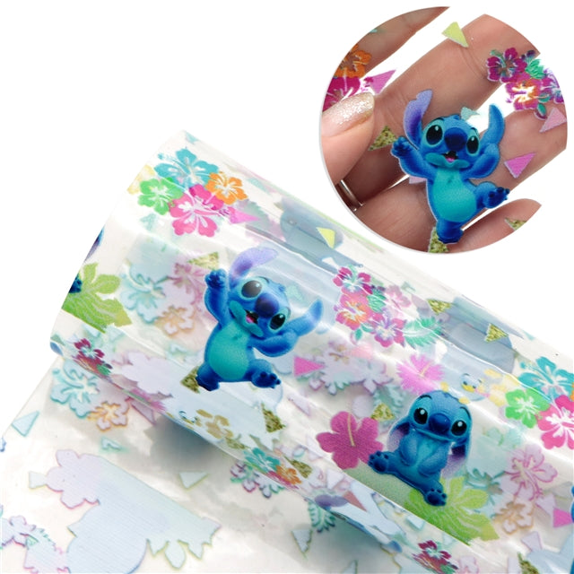 Blue Alien Printed See Through Vinyl ,Clear, Transparent Vinyl Sheet FeeFiFauxLeather