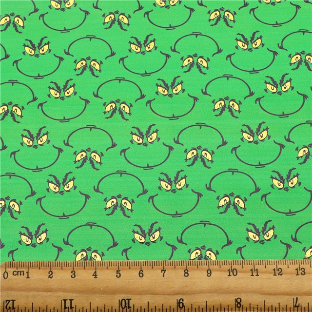 The Grinch Gold Foil Printed Faux Leather Sheet Bright colors FeeFiFauxLeather