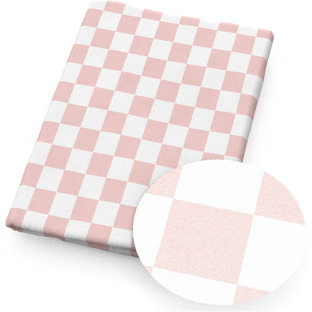 Pink and White Plaid Textured Liverpool/ Bullet Fabric FeeFiFauxLeather