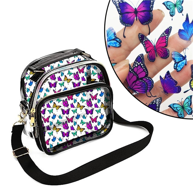 Beautiful Butterflies Colorful Butterfly Printed See Through Sheet  Clear Transparent Roll FeeFiFauxLeather