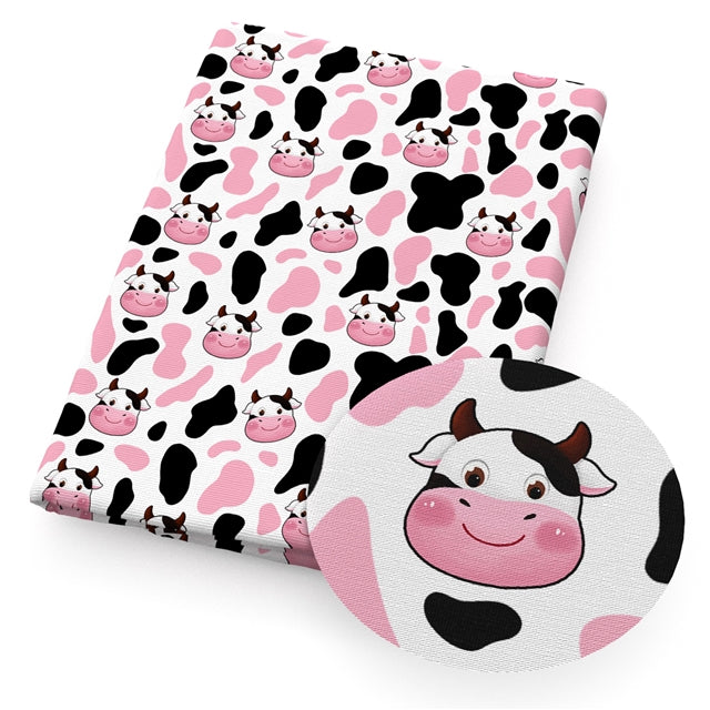 Cows Litchi Printed Faux Leather Sheet Litchi has a pebble like feel with bright colors FeeFiFauxLeather