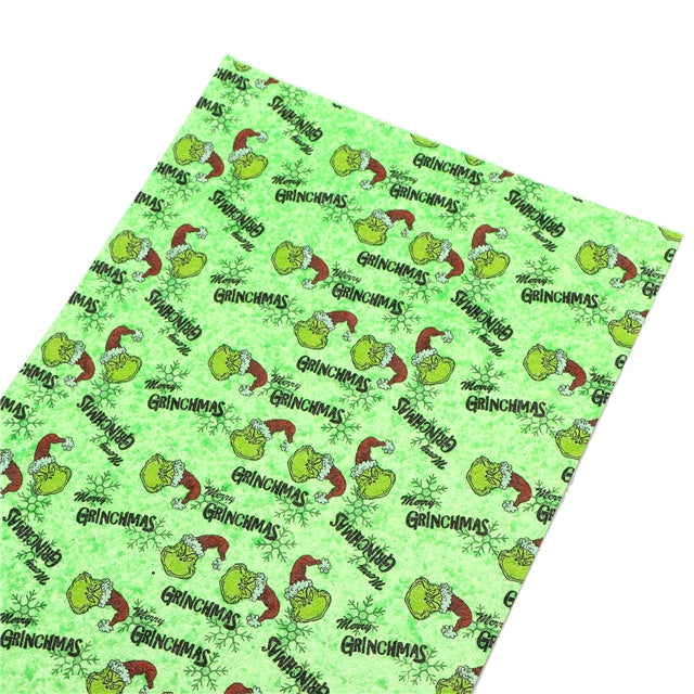 The Grinch Chunky Glitter Printed Faux Leather Sheet FeeFiFauxLeather