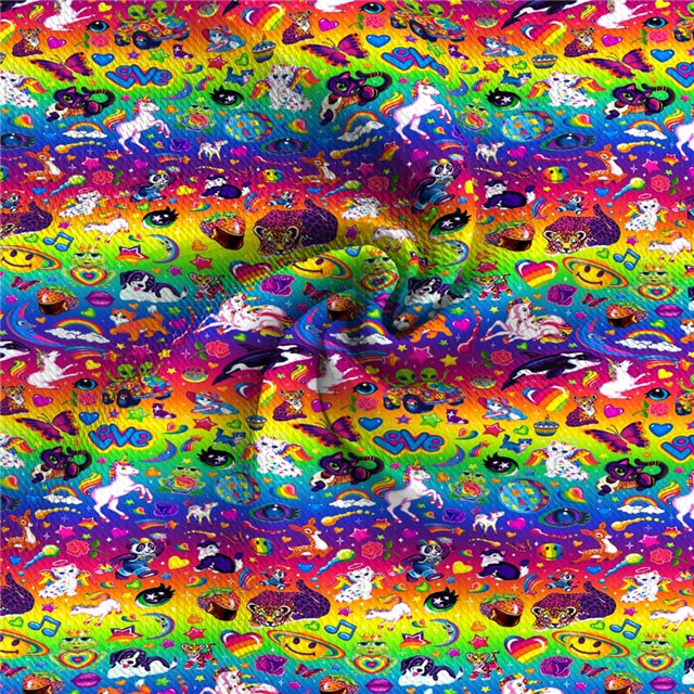 Rainbow Lisa Printed Fabric FeeFiFauxLeather