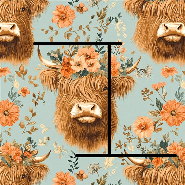 Cow Floral Textured Liverpool/ Bullet Fabric FeeFiFauxLeather