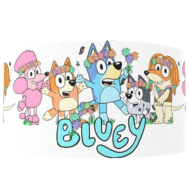 Blue Dog 1 Yard Printed Grosgrain Ribbon FeeFiFauxLeather