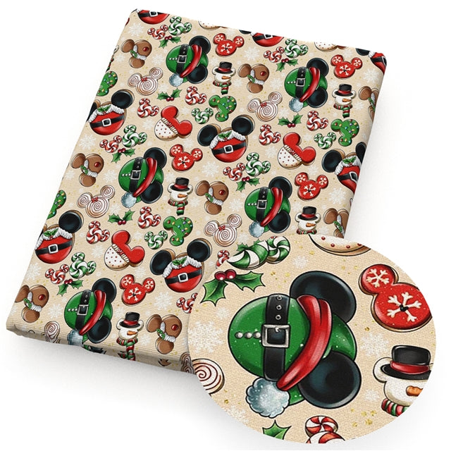 Mouse Christmas Printed Textured Liverpool/ Bullet Fabric FeeFiFauxLeather