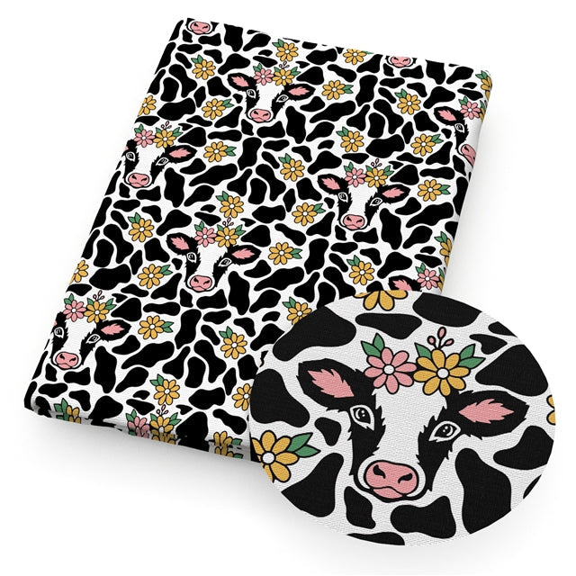 Cows Litchi Printed Faux Leather Sheet Litchi has a pebble like feel with bright colors FeeFiFauxLeather