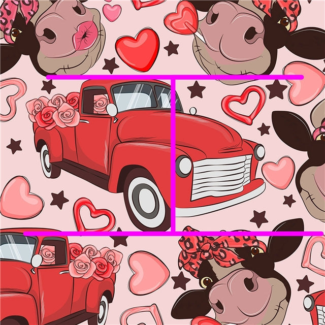 Cow Heart Valentine Textured Liverpool/ Bullet Fabric FeeFiFauxLeather