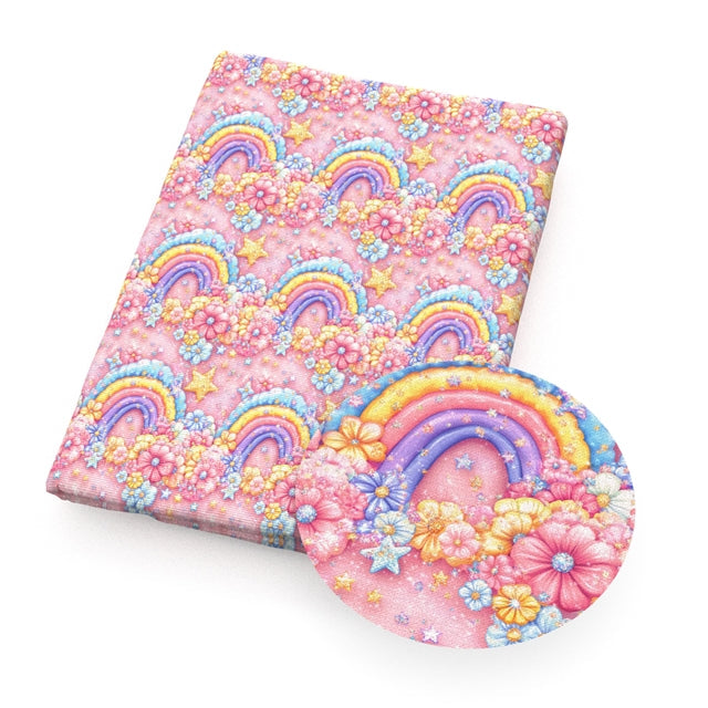Rainbow Smooth Printed Faux Leather Sheet FeeFiFauxLeather