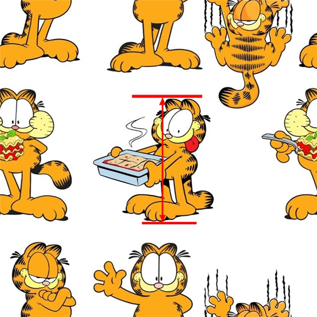 Garfield The Cat Printed Faux Leather Sheet Litchi has a pebble like feel with bright colors FeeFiFauxLeather