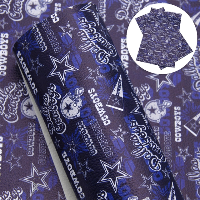 Cowboys Football Smooth Printed Faux Leather Sheet FeeFiFauxLeather