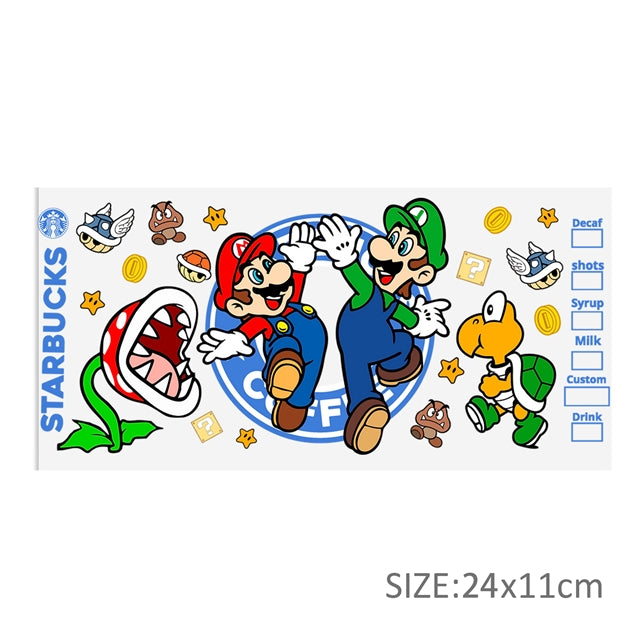 Super Mario UV DTF Cup Wrap – DIY Drinkware Wrap for Gamers & Crafters